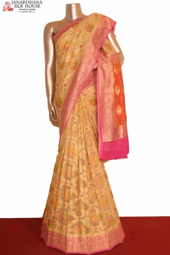 Designer Brush Paint Banarasi Georgette Silk Saree